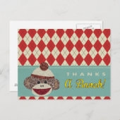 Sock Monkeyありがとうポストカード ポストカード (正面/裏面)