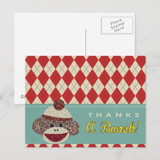 Sock Monkeyありがとうポストカード ポストカード (正面/裏面)