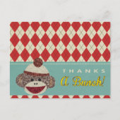 Sock Monkeyありがとうポストカード ポストカード (正面)