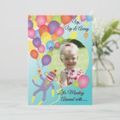 Sock MonkeyとBalloons Photo Insertパーティー招待状 招待状 (スタンド正面)