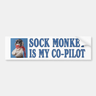 Sock Monkeyは私の共同パイロット バンパーステッカー