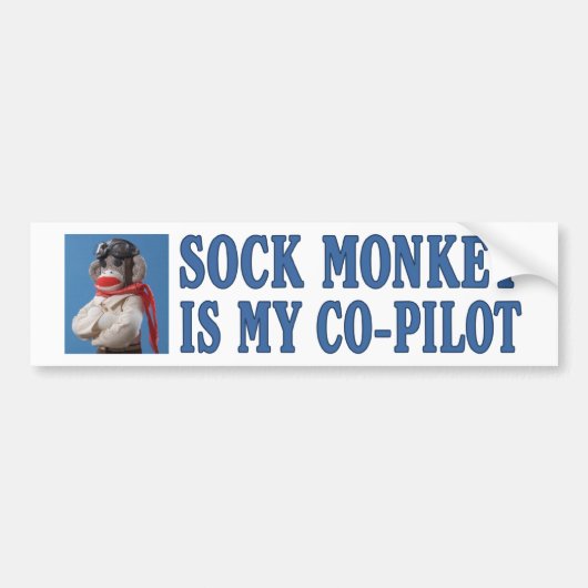 Sock Monkeyは私の共同パイロット バンパーステッカー (正面)