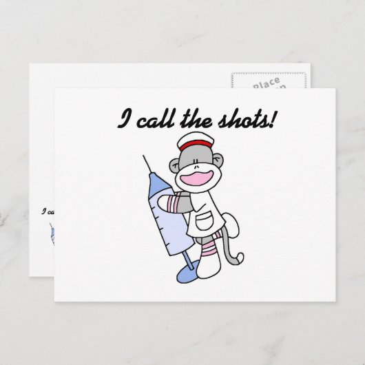 Sock Monkeyナース私はショットギフトと呼ぶ ポストカード (正面/裏面)