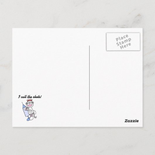 Sock Monkeyナース私はショットギフトと呼ぶ ポストカード (裏面)
