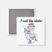 Sock Monkeyナース私はショットギフトと呼ぶ マグネット (正面/裏面)