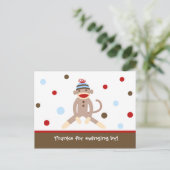 Sock Monkey 感謝してい Your Note Cardはがき ポストカード (スタンド正面)