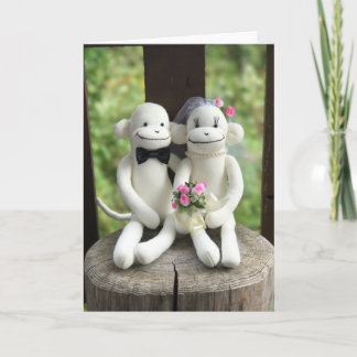 Sock Monkey 結婚's(Pink)グリーティングカード カード