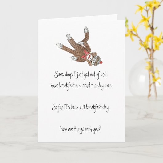 Sock Monkey 考え's of You Card カード (黄色い花)