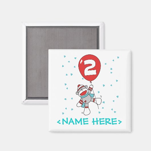 Sock Monkey 2nd誕生日 マグネット (正面/裏面)
