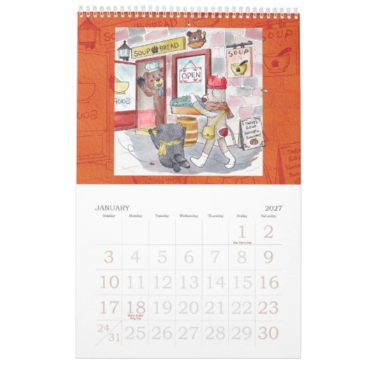 Sock monkey and his friends calendar 2022 カレンダー (1月 2027)