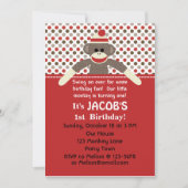 Sock Monkey Birthday Partyへの招待カスタマイズ- 招待状 (正面)