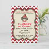 Sock Monkey Birthday Partyへの招待カスタマイズ- 招待状 (スタンド正面)