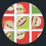Sock Monkey Christmas Blocks Roundスタンプ ラウンドシール<br><div class="desc">ケリー・シュワルクによるこのオリジナルデザインはおもしろいよくはしゃぐで、カップケーキトッパー飾、パーティーの好意、紙またはプラスチック製のカップ、ナプキンリングに完璧な追加を使用するに完璧な追加。*Kelly Schwarkから購入できるマッチング製品。</div>