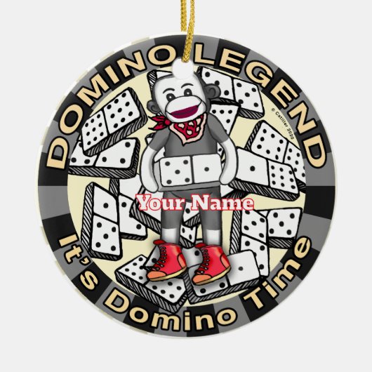 Sock Monkey Domino legend セラミックオーナメント (正面)