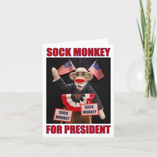 Sock Monkey for President Note Card カード (正面)