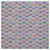 Sock Monkey Heads with caps on Blue Fabric ファブリック (見本)