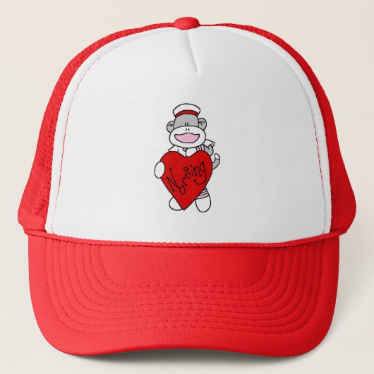 Sock Monkey I love看護Tシャツ&ギフト キャップ (正面)