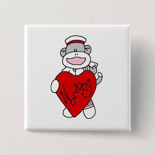 Sock Monkey I love看護Tシャツ&ギフト 缶バッジ (正面)