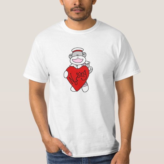 Sock Monkey I love看護Tシャツ&ギフト Tシャツ (正面)