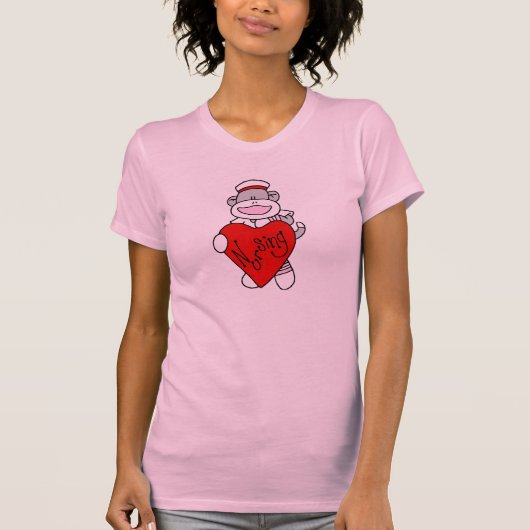 Sock Monkey I love看護Tシャツ&ギフト Tシャツ (正面)