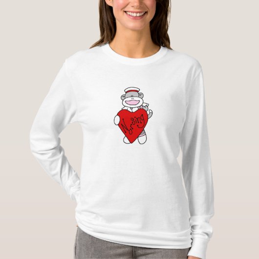 Sock Monkey I love看護Tシャツ&ギフト Tシャツ (正面)