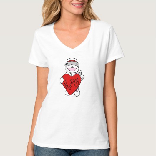 Sock Monkey I love看護Tシャツ&ギフト Tシャツ (正面)