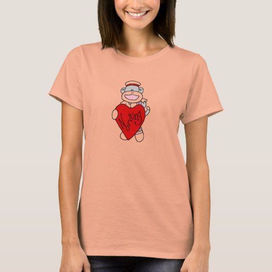 Sock Monkey I love看護Tシャツ&ギフト Tシャツ (正面)