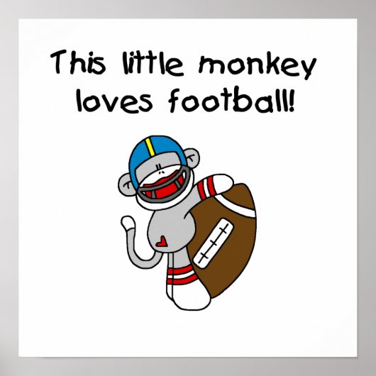 Sock Monkey Loves Football Tシャツとギフト ポスター (正面)