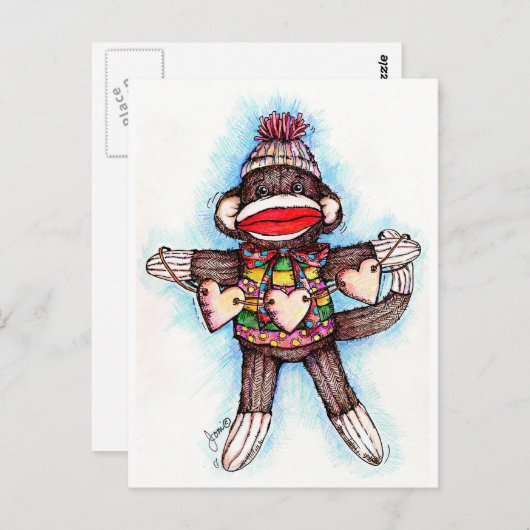 Sock Monkey - Monkey Business ポストカード (正面/裏面)