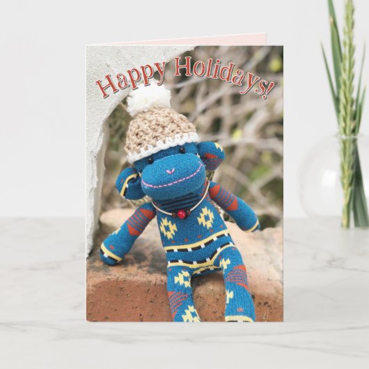 Sock Monkey - Native American Christmas Cards 招待状 (正面)