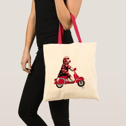 Sock Monkey on Moped トートバッグ (正面(商品))