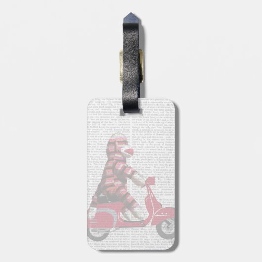 Sock Monkey on Moped ラゲッジタグ (裏面縦)
