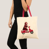 Sock Monkey on Red Moped トートバッグ (正面(商品))