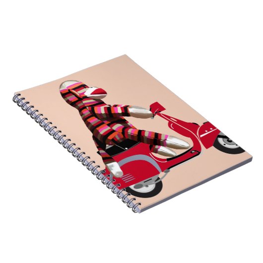 Sock Monkey on Red Moped ノートブック (右側)