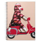 Sock Monkey on Red Moped ノートブック (正面)