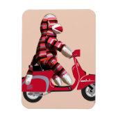 Sock Monkey on Red Moped マグネット (縦)