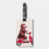Sock Monkey on Red Moped ラゲッジタグ (裏面縦)