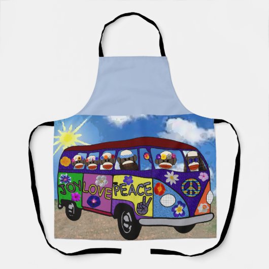 Sock Monkey Peace Bus  エプロン (正面)
