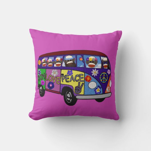 Sock Monkey Peace Bus  クッション (正面)