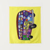 Sock Monkey Peace Bus  タペストリー (正面)