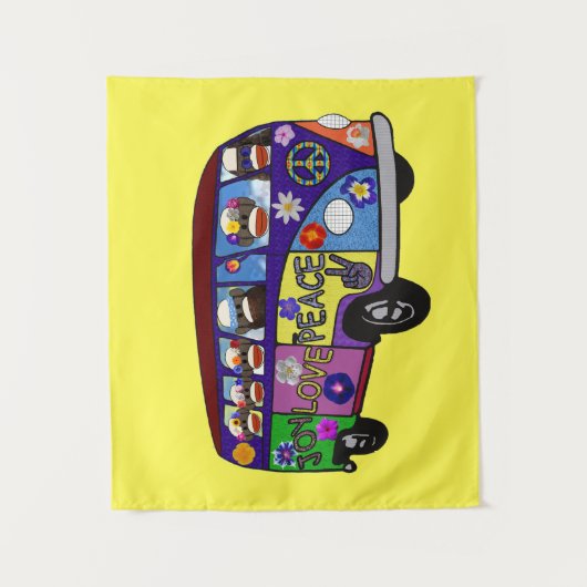 Sock Monkey Peace Bus  タペストリー (正面)
