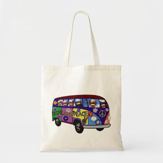 Sock Monkey Peace Bus トートバッグ (正面)