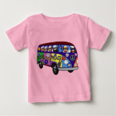 Sock Monkey Peace Bus  ベビーTシャツ (正面)