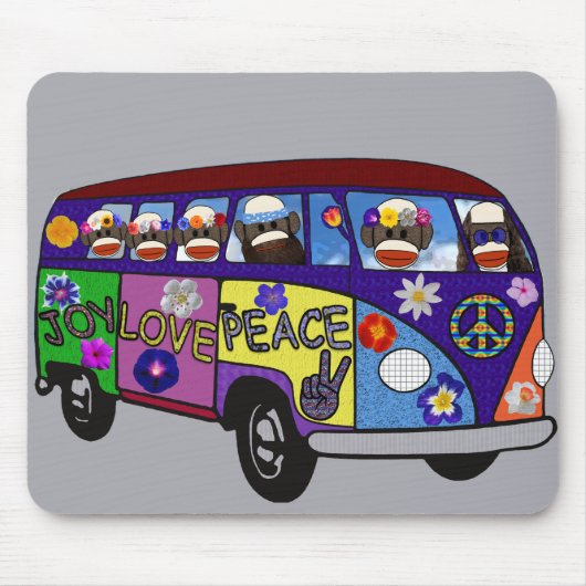 Sock Monkey Peace Bus  マウスパッド (正面)