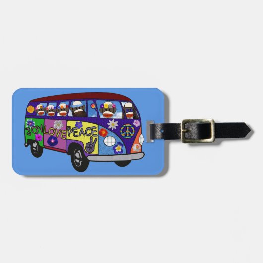 Sock Monkey Peace Bus ラゲッジタグ (正面横)