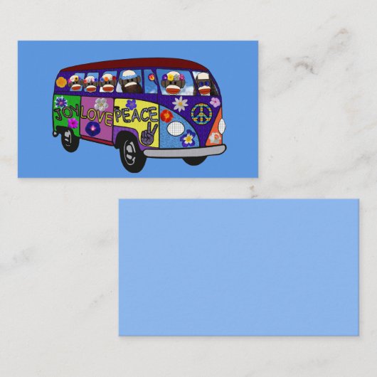 Sock Monkey Peace Bus Business Card 名刺 (正面/裏面)