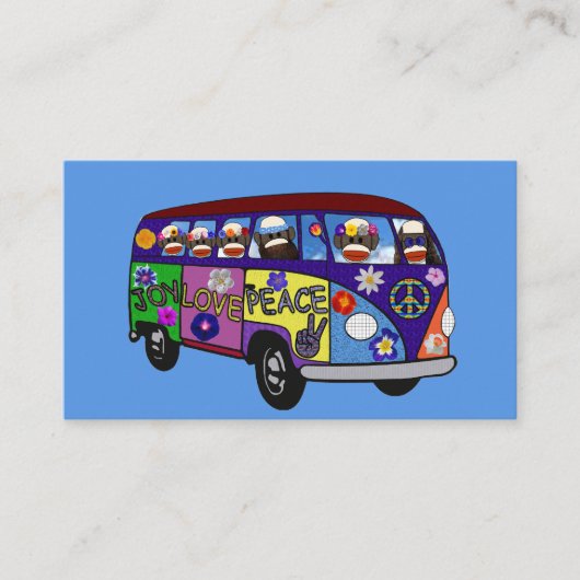 Sock Monkey Peace Bus Business Card 名刺 (正面)