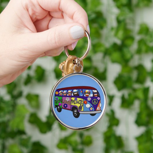 Sock Monkey Peace Bus Keychain キーホルダー (手)