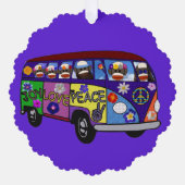 Sock Monkey Peace Bus Paper Ornament Card オーナメントカード (正面)