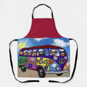 Sock Monkey Peace Bus Postcard エプロン (正面)